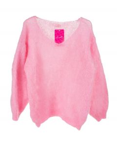 Mohairneule vaaleanpunainen