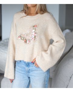 Neulepusero perhonen beige