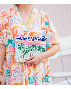 Laukku turkoosi hapsukoristeet