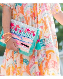 Laukku vihreä hapsukoristeet