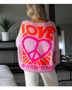 Neule vaaleanpunainen LOVE