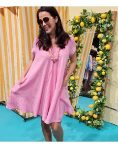 Pellavamekko vaaleanpunainen LINO