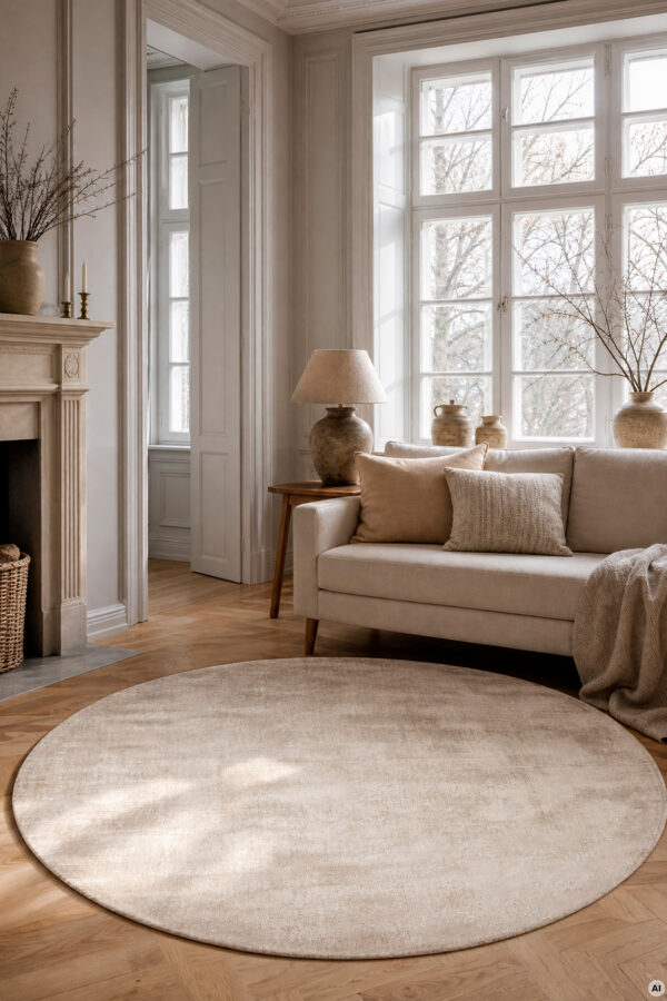 Viskoosimatto Ø180cm beige FLAVIA - Kuva 1