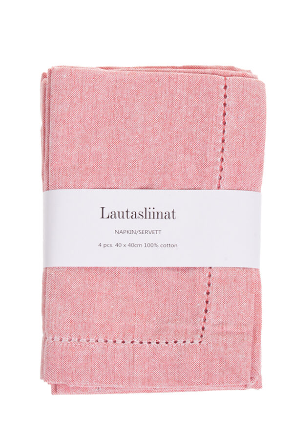 Puuvillalautasliinat/4 rosa TESS - Kuva 2