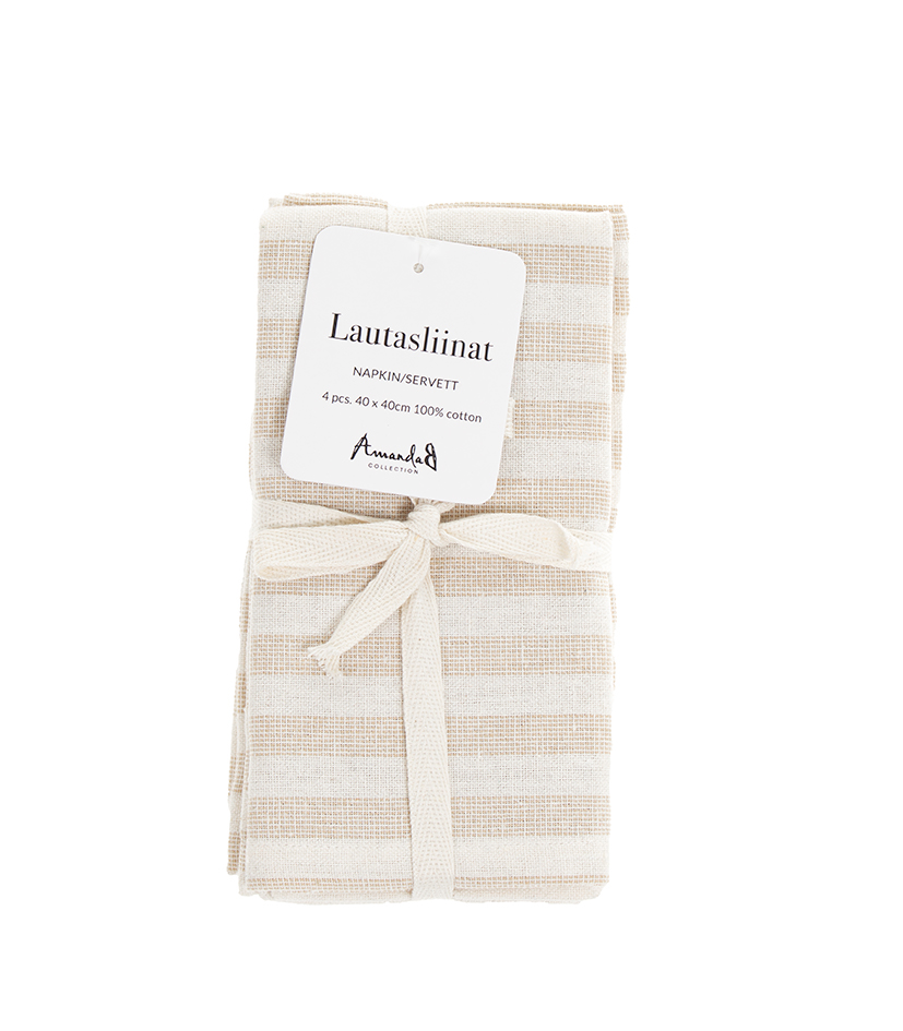Lautasliinasetti 4kpl beige  STRIPE