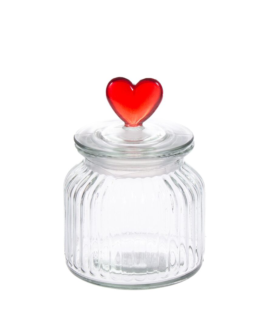 Lasipurkki 15cm pun. HEART