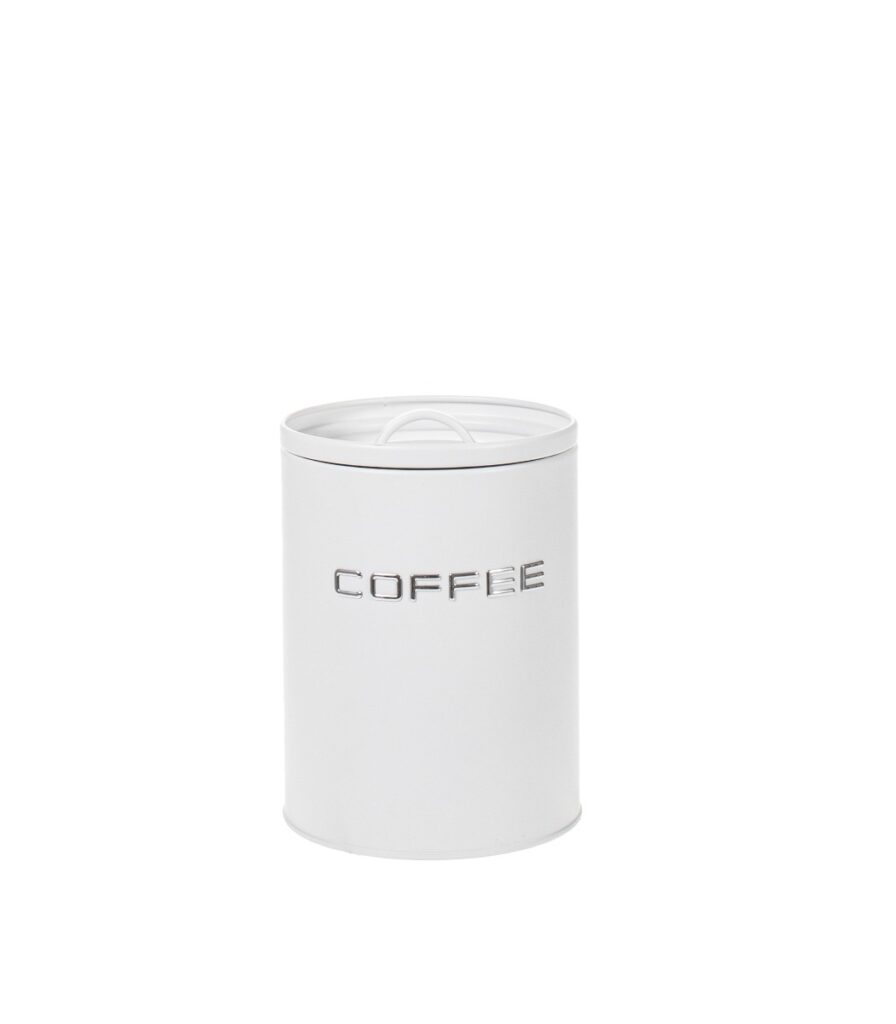 Peltipurkki Coffee valkoinen
