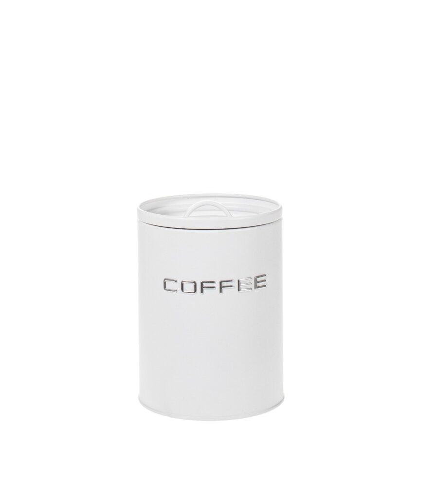 Peltipurkki Coffee valkoinen