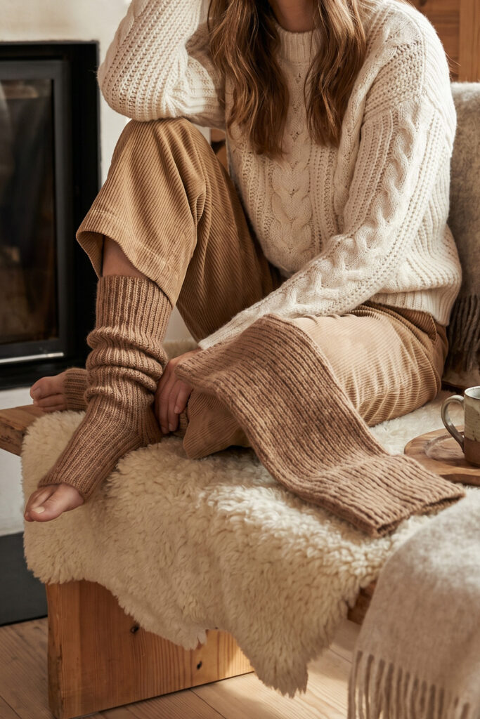 Säärystimet ruskea KNIT
