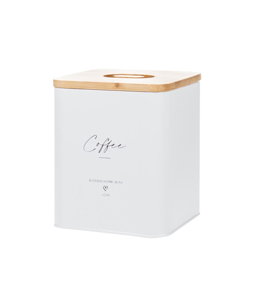 Peltipurkki coffee valkoinen