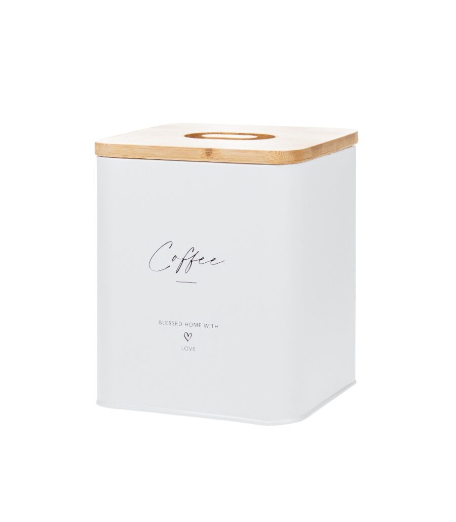 Peltipurkki coffee valkoinen