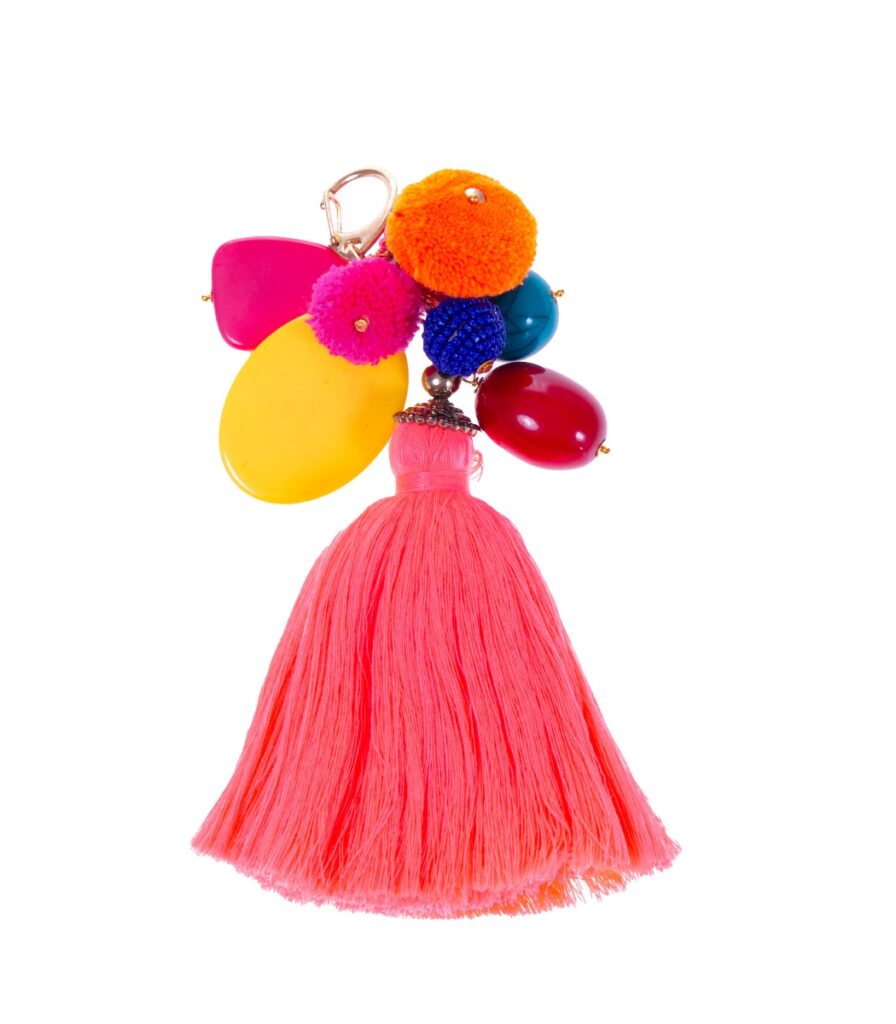 Laukkukoru tassel koralli/keltainen