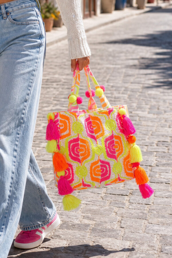 Käsilaukku tassel neon