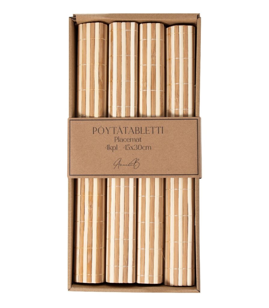 Pöytätabletti 4kpl bambu vaalea