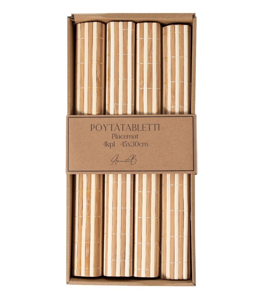 Pöytätabletti 4kpl bambu vaalea