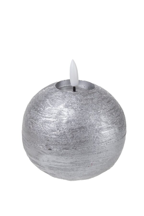 Pallokynttilä LED 10x12cm hopea - Kuva 2