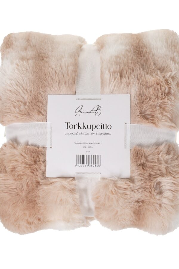 Torkkupeitto 130x150cm beige/valk. - Kuva 2