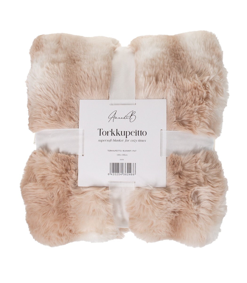 Torkkupeitto 130x150cm beige/valk. - Kuva 2