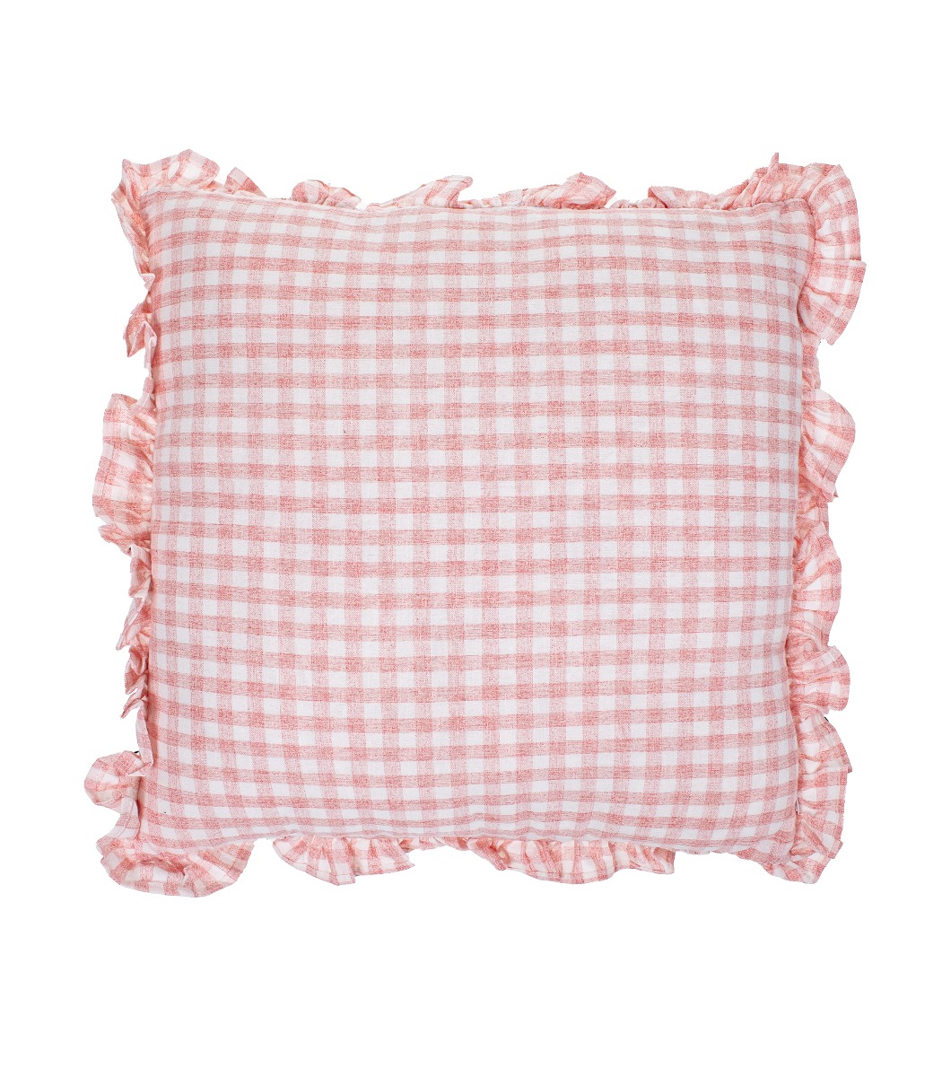 Tyyny vaaleanpunainen ruutu 43x43cm - Kuva 2