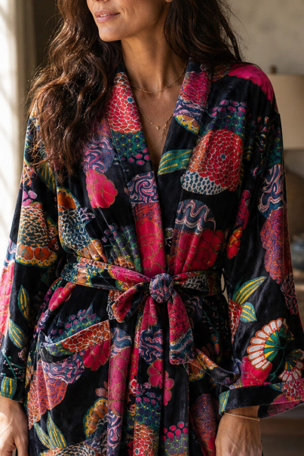 Kimono samettia musta
