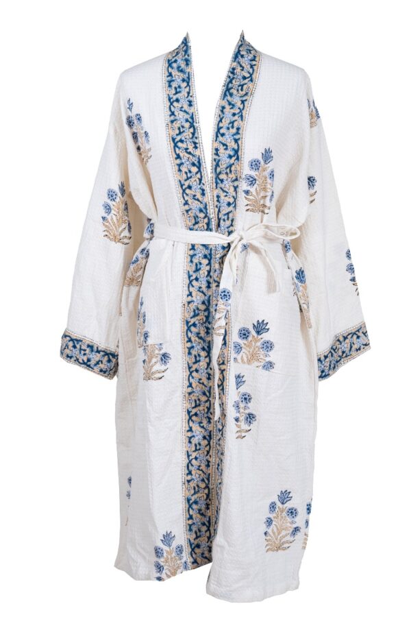 Kimono vohvelikangas sininen - Kuva 3