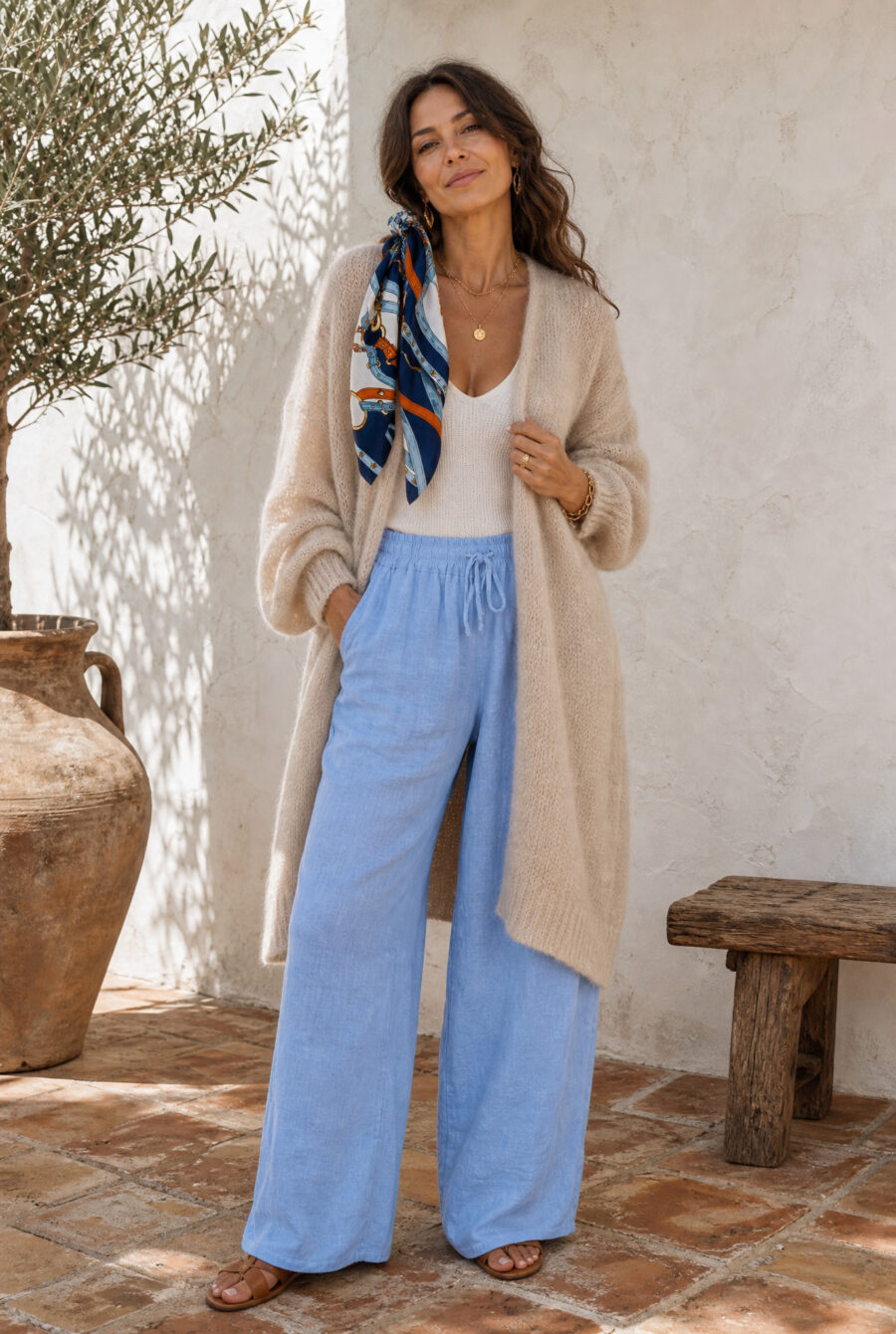 Mohair-neuletakki beige