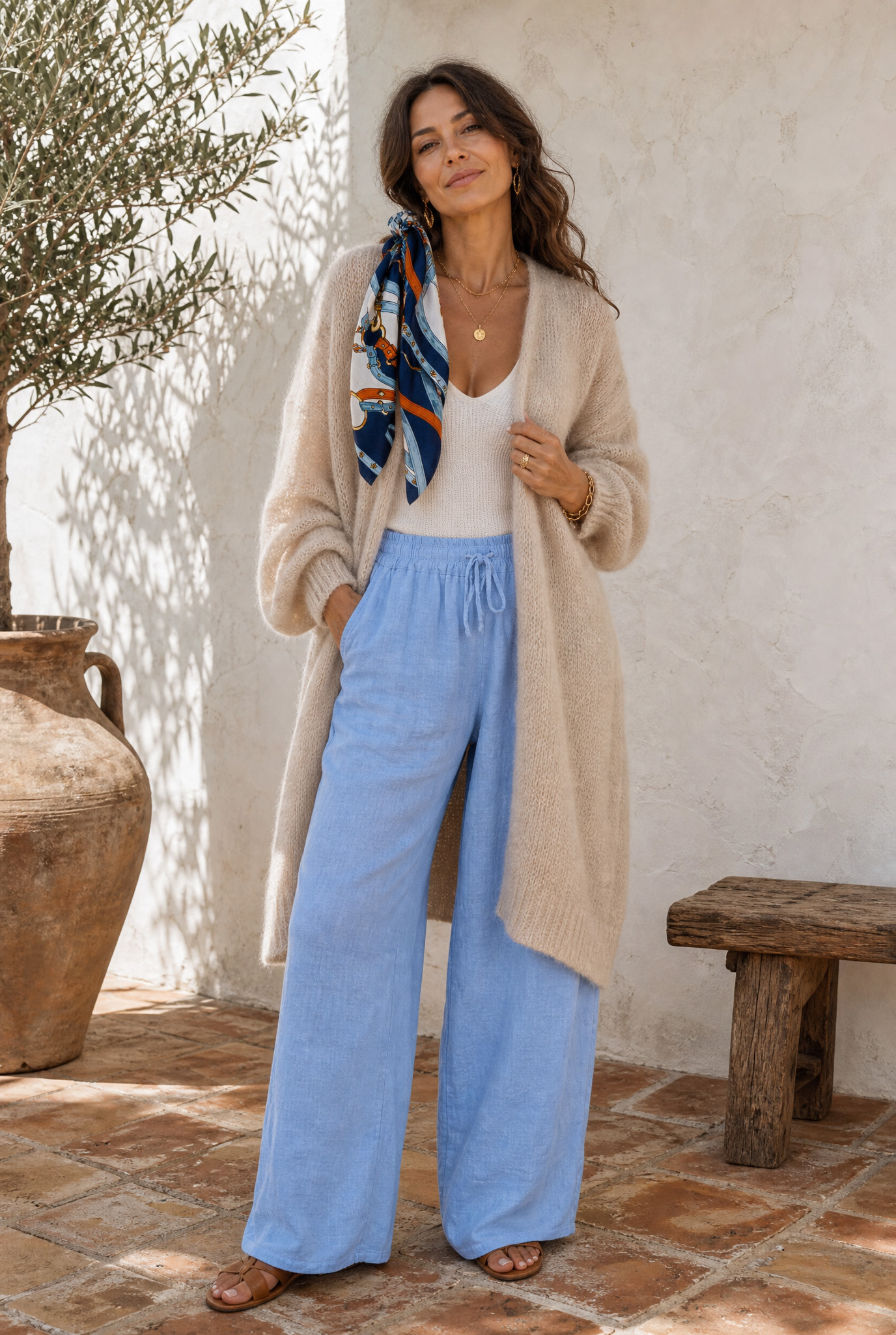 Mohair-neuletakki beige - Kuva 1