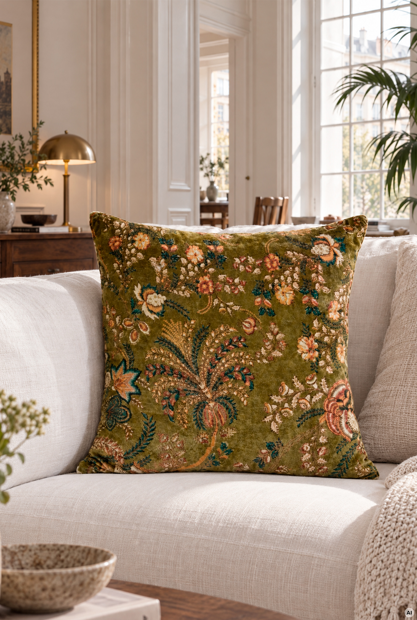 Samettityyny 50x50cm VELVET OLIVE - Kuva 1