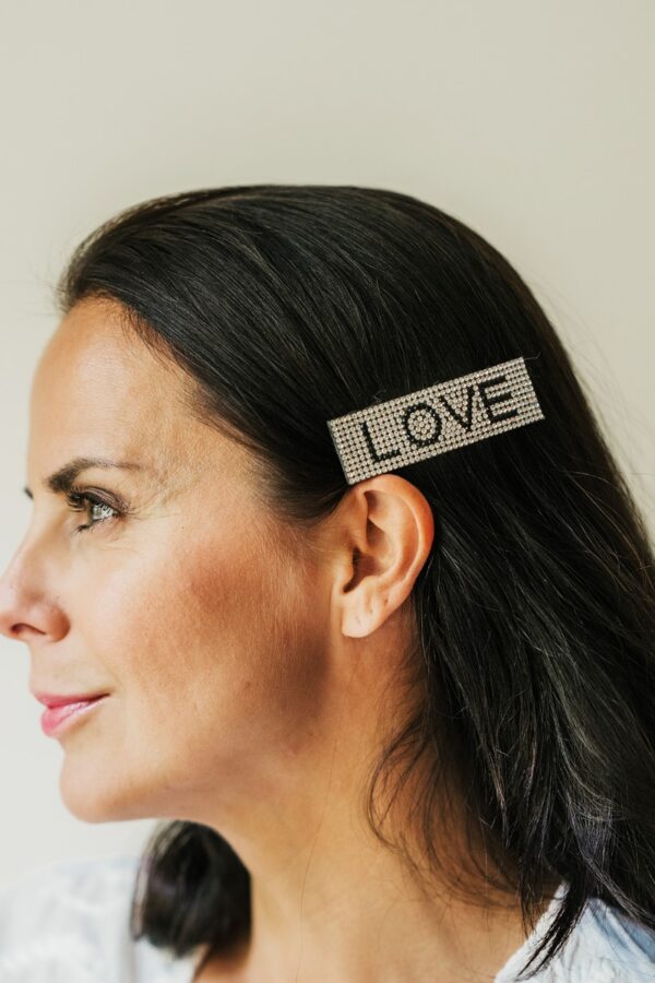 Hiussoljet 2kpl hopea LOVE - Kuva 3