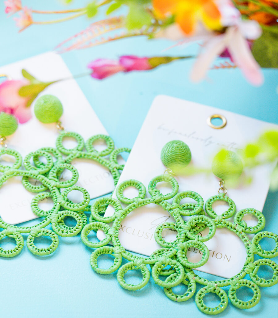 Korvakorut GREEN RAFFIA
