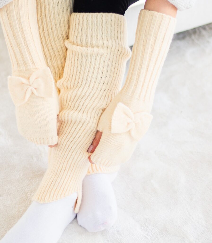 Säärystimet vaalea keltainen KNIT