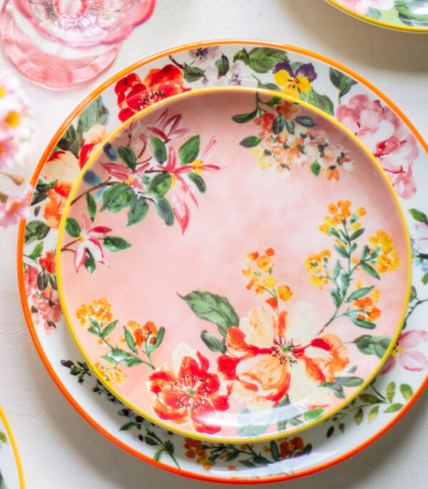 Salaattilautanen pinkki kukka 22cm - Kuva 3
