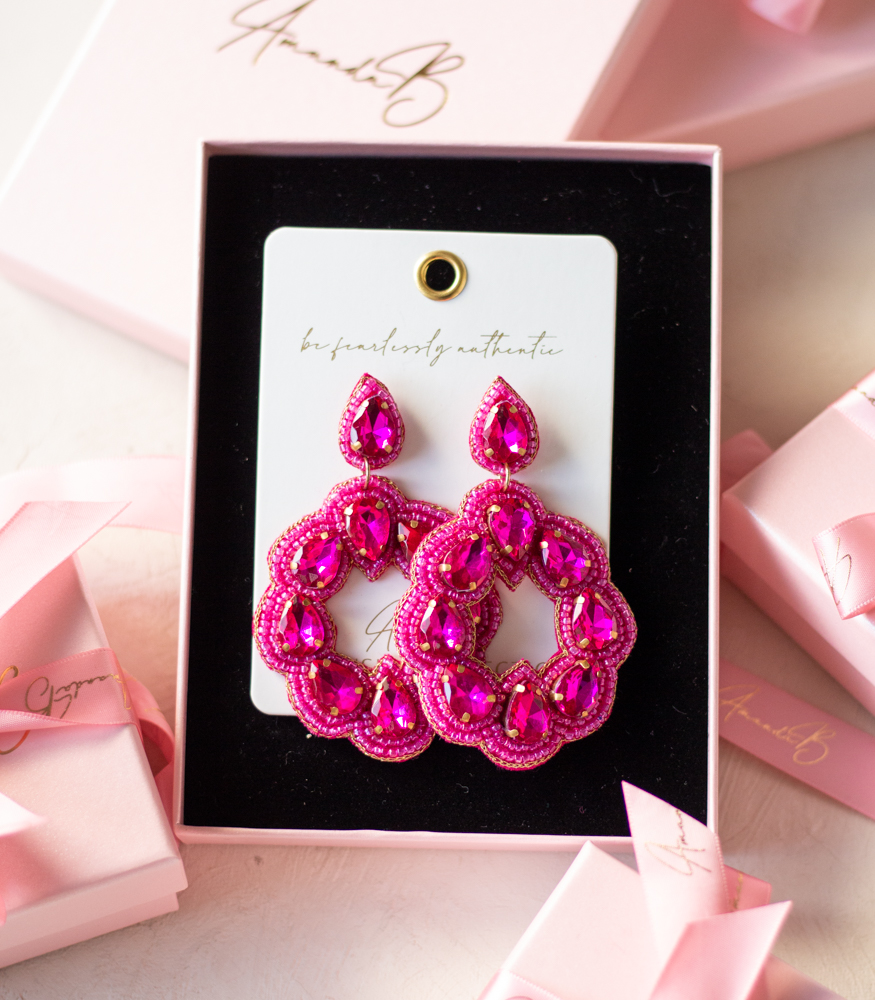 Korvakorut FUCHSIA DIAMOND