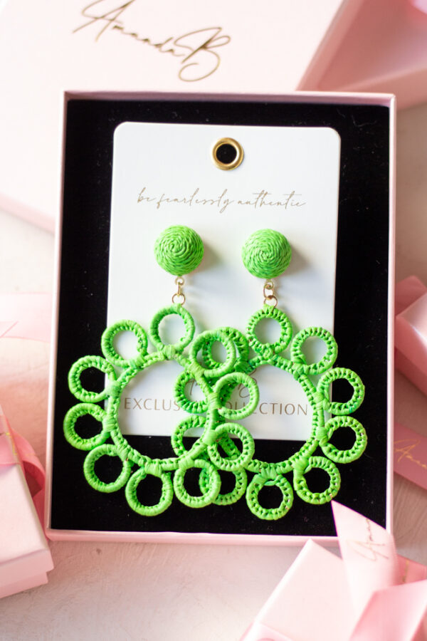 Korvakorut GREEN RAFFIA - Kuva 3