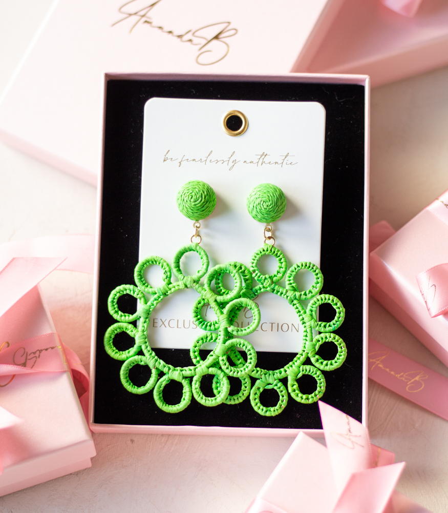 Korvakorut GREEN RAFFIA