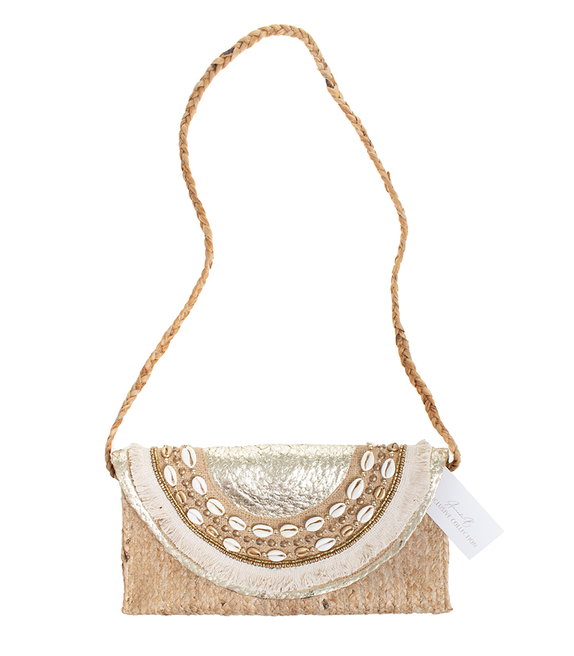 Laukku simpukka kulta JUTE