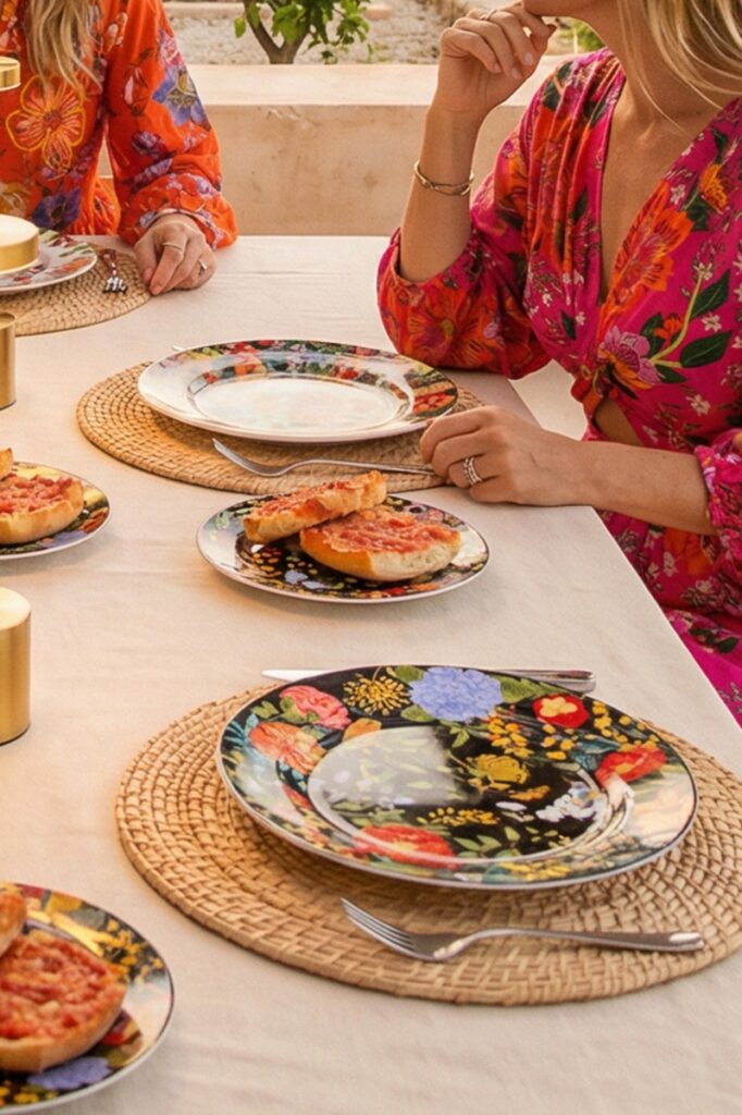 Ruokalautanen tumma kukka 27cm
