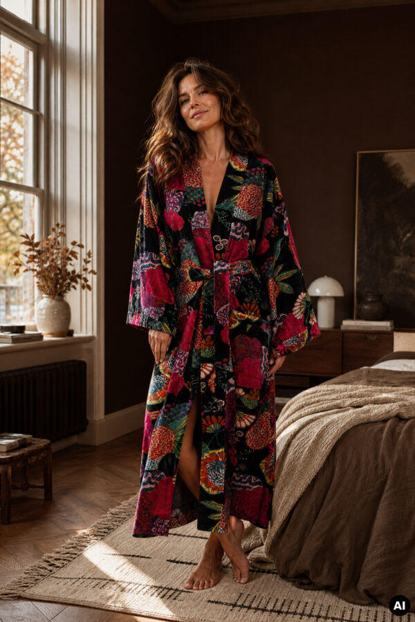 Kimono samettia musta