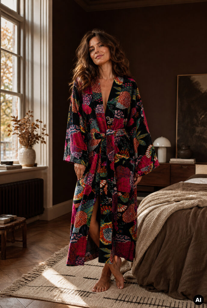 Kimono samettia musta