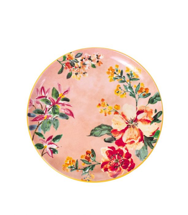Salaattilautanen pinkki kukka 22cm