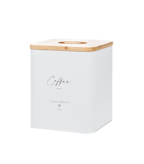 Peltipurkki coffee valkoinen