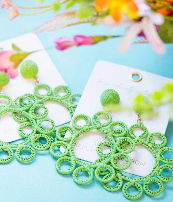 Korvakorut GREEN RAFFIA - Kuva 1