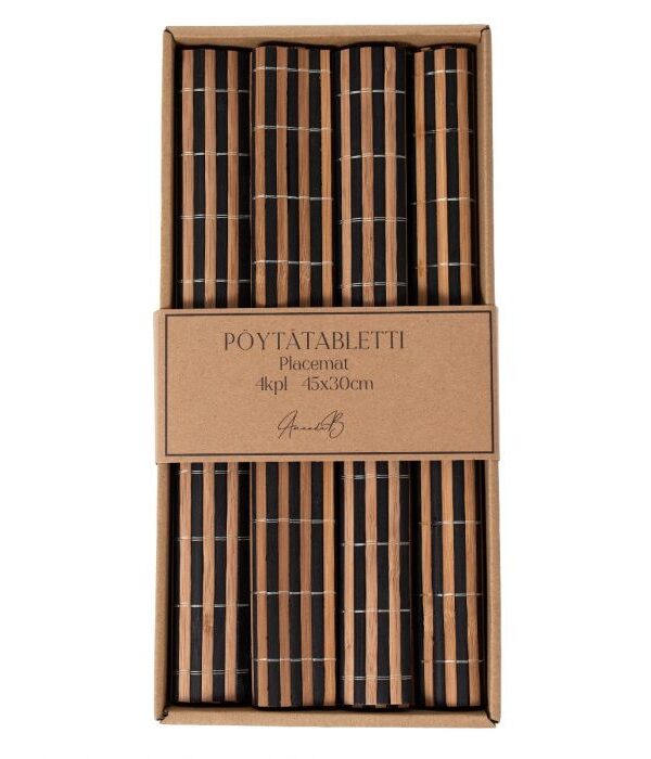 Pöytätabletti 4kpl bambu musta - Kuva 1