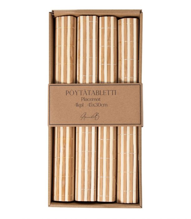 Pöytätabletti 4kpl bambu vaalea