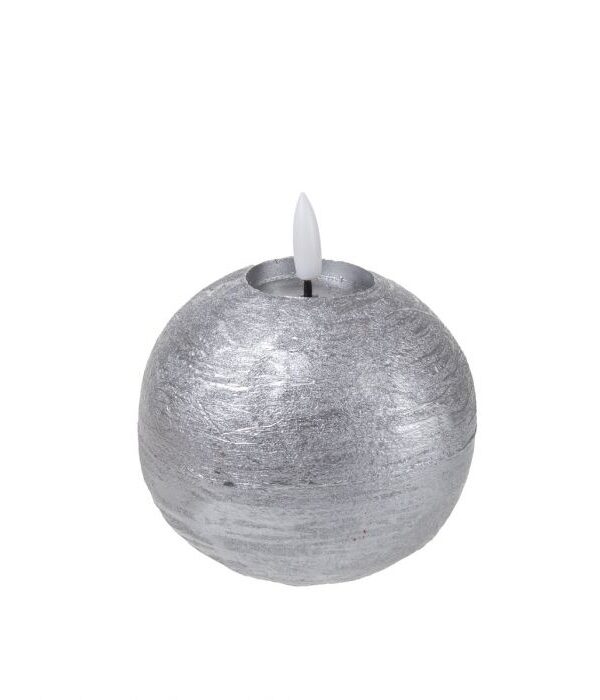 Pallokynttilä LED 10x12cm hopea - Kuva 1
