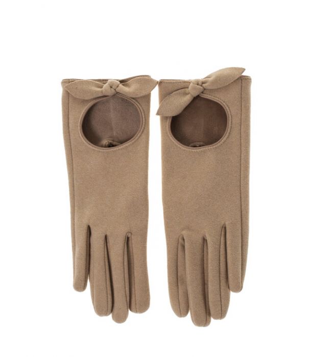 Hanskat rusetti beige NEA