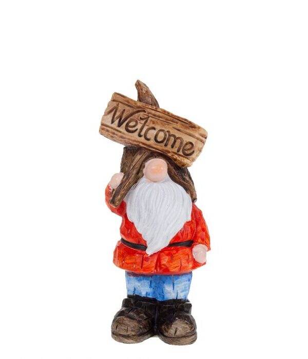 Puutarhatonttu 19cm welcome - Kuva 1