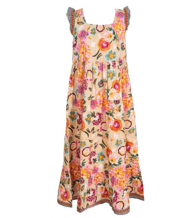 Mekko kuviollinen pitkä beige - Kuva 2
