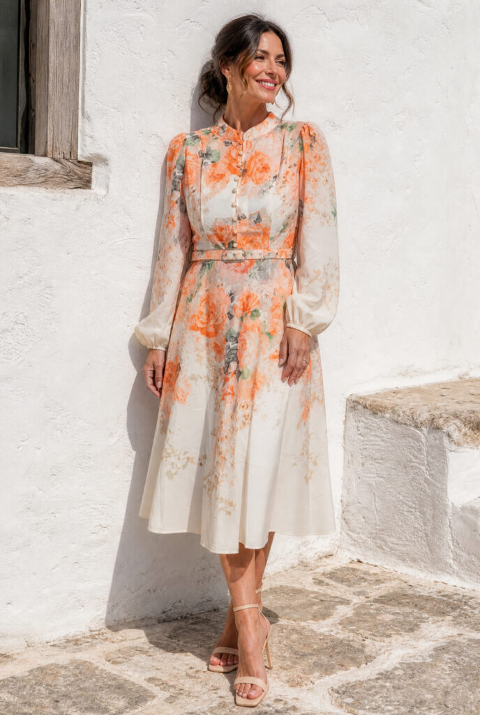 Mekko persikka kukka CORAL ROMANCE