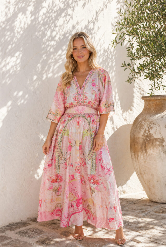 Mekko pinkki kuvio SERAPHINA